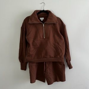 Brown Sweat Short Set